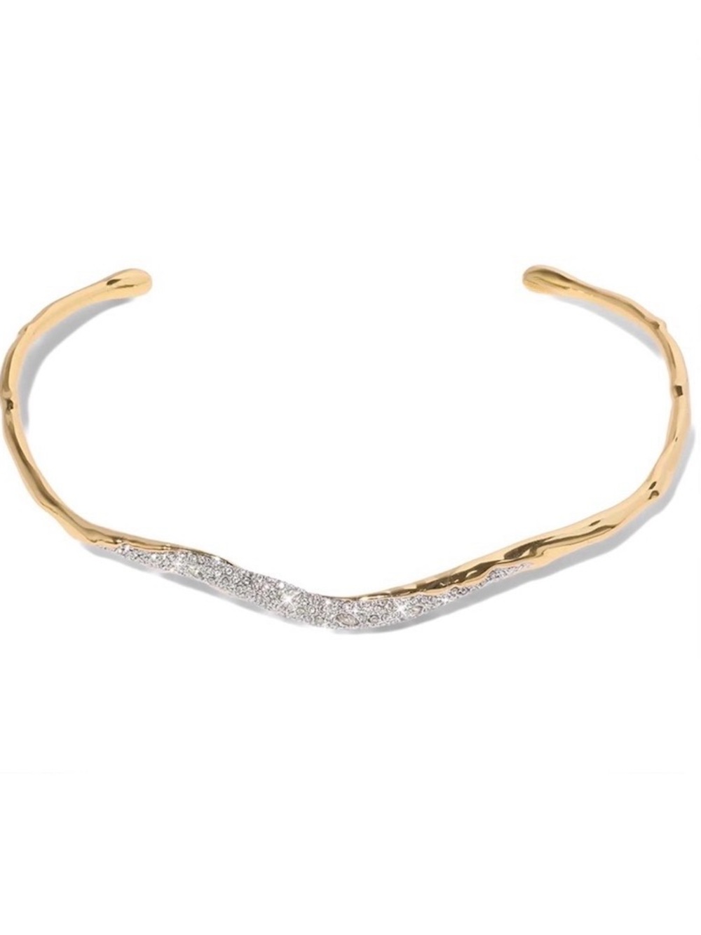 NEW Alexis Bittar Solanales Skinny Collar Necklace Gold Clear CZ AU20